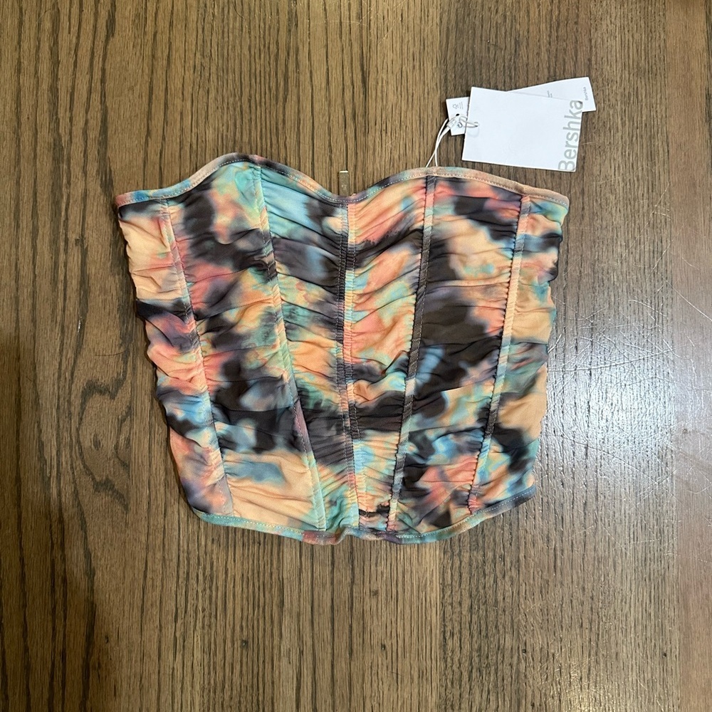 NWT Bershka Ruched Fabric Corset Top-Size small
